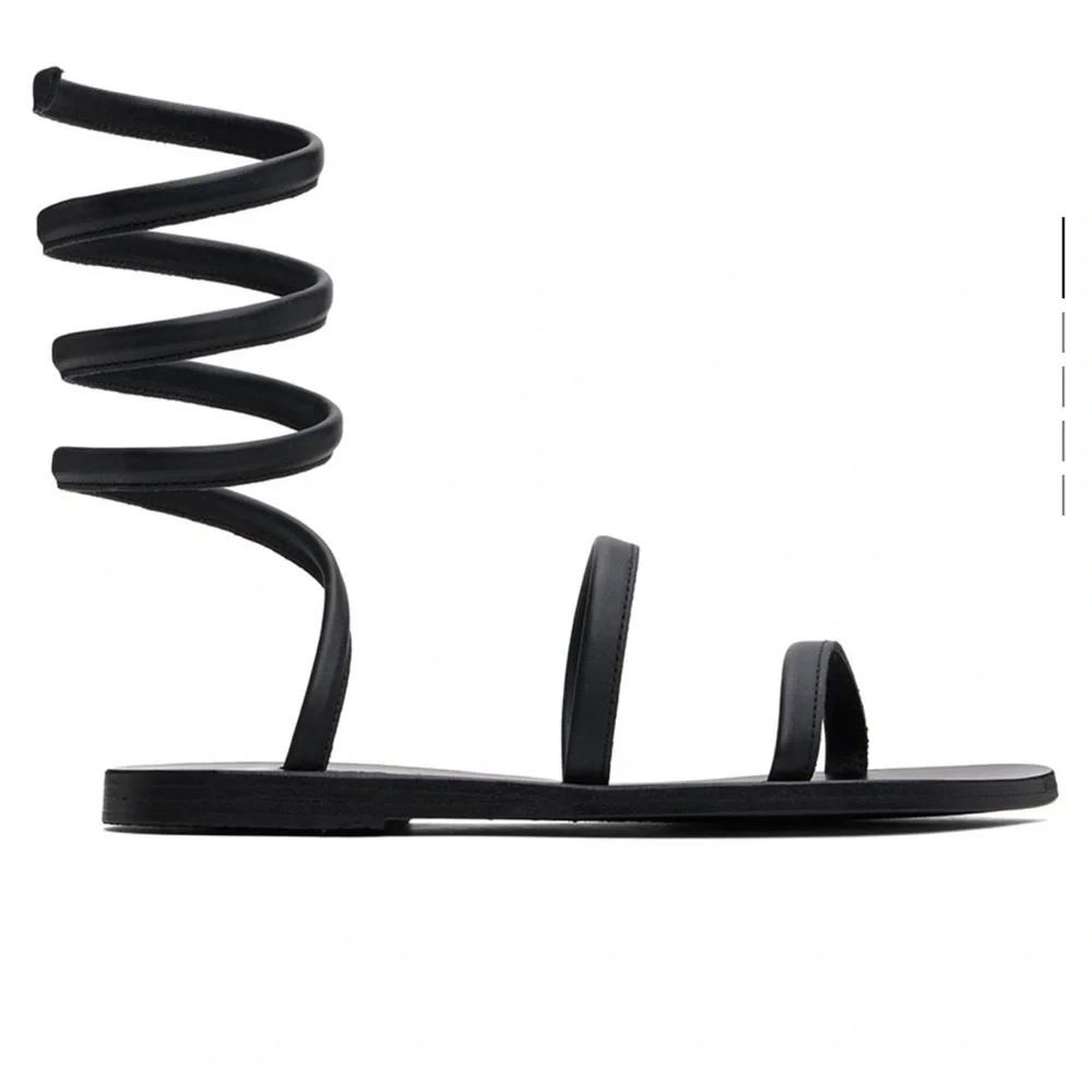 Black Ancient Greek Gladiator Sandals - Picture 2 of 4
